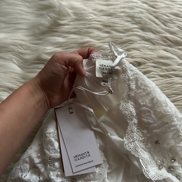 HEMANT & NANDITA Reet Midi Dress In Off White - Picture 12 of 13